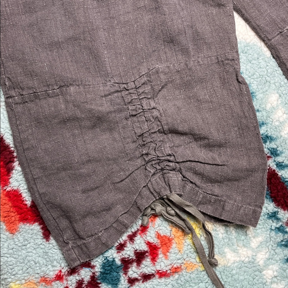 Bryn Walker gray linen loose wide pants cropped - Picture 3 of 5